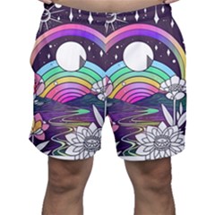 Rainbow Fun Cute Minimal Doodle Drawing Art Men s Shorts