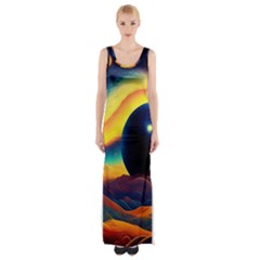 Surrealist Fantasy Dream Nature Thigh Split Maxi Dress