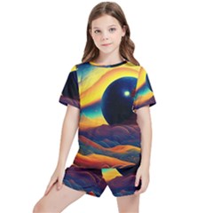 Surrealist Fantasy Dream Nature Kids  Tee And Sports Shorts Set by Jancukart