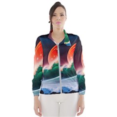 Sea Ocean Waves Rocks Sunset Artwork Women s Windbreaker by Jancukart