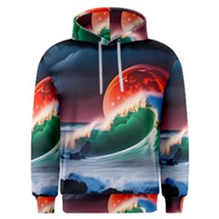 Sea Ocean Waves Rocks Sunset Artwork Men s Overhead Hoodie by Jancukart