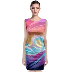 Waves Ocean Sea Tsunami Nautical 9 Sleeveless Velvet Midi Dress by Jancukart