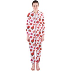 Watercolor Strawberry Hooded Jumpsuit (ladies)