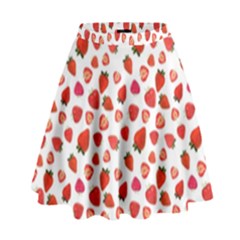 Watercolor Strawberry High Waist Skirt