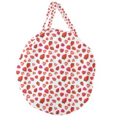Watercolor Strawberry Giant Round Zipper Tote by SychEva