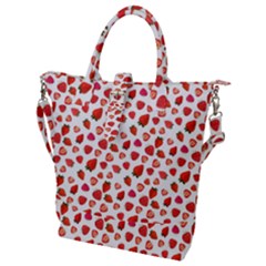 Watercolor Strawberry Buckle Top Tote Bag