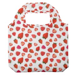 Watercolor Strawberry Premium Foldable Grocery Recycle Bag by SychEva