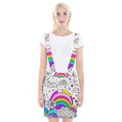 Rainbow Fun Cute Minimal Doodle Drawing 3 Braces Suspender Skirt