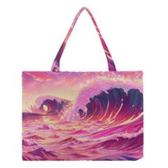 Waves Ocean Sea Tsunami Nautical 5 Medium Tote Bag by Jancukart