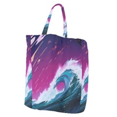 Tsunami Waves Ocean Sea Nautical Nature Water Unique Giant Grocery Tote by Jancukart