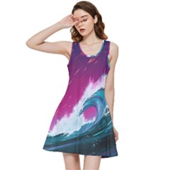 Tsunami Waves Ocean Sea Nautical Nature Water Unique Inside Out Racerback Dress by Jancukart