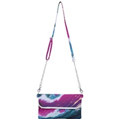 Tsunami Waves Ocean Sea Nautical Nature Water Unique Mini Crossbody Handbag by Jancukart