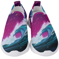 Tsunami Waves Ocean Sea Nautical Nature Water Unique Kids  Slip On Sneakers by Jancukart