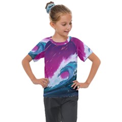 Tsunami Waves Ocean Sea Nautical Nature Water Unique Kids  Mesh Piece Tee