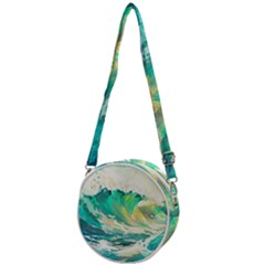 Waves Ocean Sea Tsunami Nautical 90 Crossbody Circle Bag by Jancukart