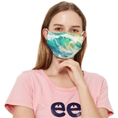 Waves Ocean Sea Tsunami Nautical 90 Fitted Cloth Face Mask (Adult)