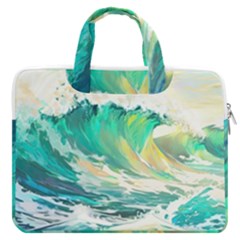 Waves Ocean Sea Tsunami Nautical 90 Macbook Pro 13  Double Pocket Laptop Bag by Jancukart