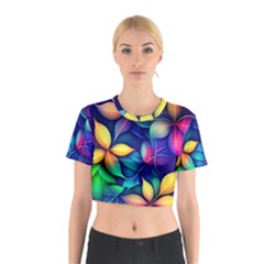 Ai Generated Artwork Leaves Nature Pattern Cotton Crop Top by Jancukart