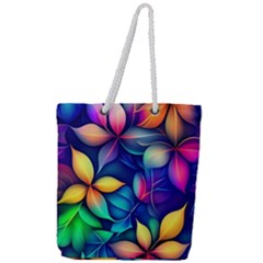 Ai Generated Artwork Leaves Nature Pattern Full Print Rope Handle Tote (large) by Jancukart