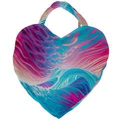 Tsunami Waves Ocean Sea Nautical Nature Water 6 Giant Heart Shaped Tote by Jancukart