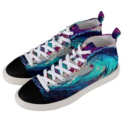 Tsunami Waves Ocean Sea Nautical Nature Water Painting Men s Mid-top Canvas Sneakers