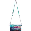 Tsunami Waves Ocean Sea Nautical Nature Water Painting Mini Crossbody Handbag View1