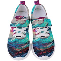Tsunami Waves Ocean Sea Nautical Nature Water Painting Women s Velcro Strap Shoes