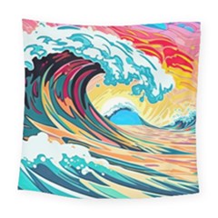 Waves Ocean Sea Tsunami Nautical 8 Square Tapestry (large) by Jancukart