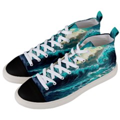 Tsunami Waves Ocean Sea Nautical Nature Water 5 Men s Mid-top Canvas Sneakers
