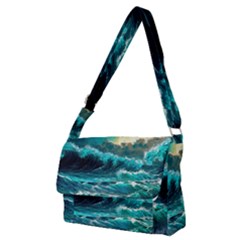 Tsunami Waves Ocean Sea Nautical Nature Water 5 Full Print Messenger Bag (m) by Jancukart