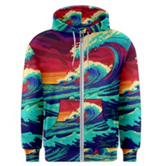 Tsunami Waves Ocean Sea Nautical Nature Water 9 Men s Zipper Hoodie by Jancukart