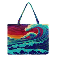Tsunami Waves Ocean Sea Nautical Nature Water 9 Medium Tote Bag by Jancukart
