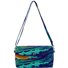 Tsunami Waves Ocean Sea Nautical Nature Water 9 Removable Strap Clutch Bag by Jancukart