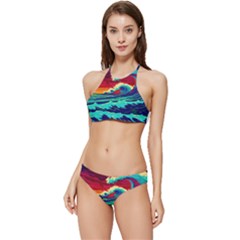 Tsunami Waves Ocean Sea Nautical Nature Water 9 Banded Triangle Bikini Set by Jancukart