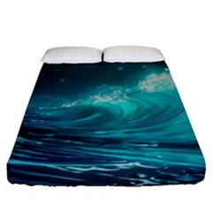 Tsunami Waves Ocean Sea Nautical Nature Water 7 Fitted Sheet (queen Size) by Jancukart