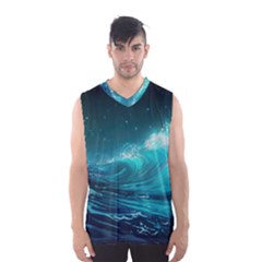 Tsunami Waves Ocean Sea Nautical Nature Water 7 Men s Basketball Tank Top by Jancukart