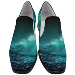 Tsunami Waves Ocean Sea Nautical Nature Water 7 Women Slip On Heel Loafers by Jancukart