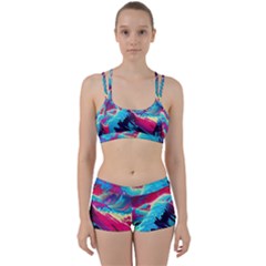 Tsunami Waves Ocean Sea Nautical Nature Water Blue Pink Perfect Fit Gym Set