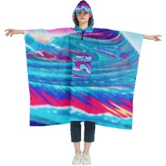 Tsunami Waves Ocean Sea Nautical Nature Water 3 Women s Hooded Rain Ponchos by Jancukart