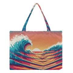 Waves Ocean Sea Tsunami Nautical 6 Medium Tote Bag by Jancukart