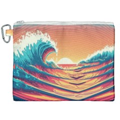 Waves Ocean Sea Tsunami Nautical 6 Canvas Cosmetic Bag (xxl) by Jancukart