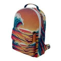 Waves Ocean Sea Tsunami Nautical 6 Flap Pocket Backpack (large)