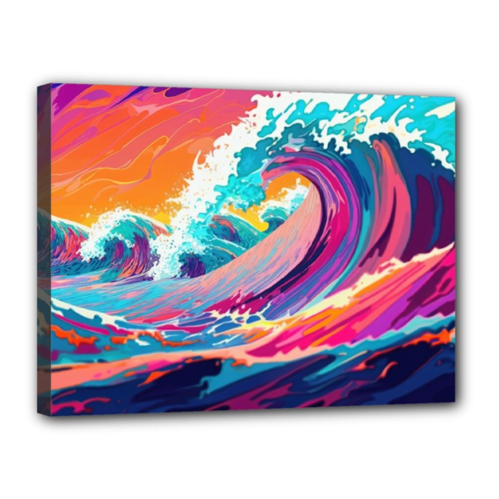 Tsunami Waves Ocean Sea Nautical Nature Water 2 Canvas 16  x 12  (Stretched)
