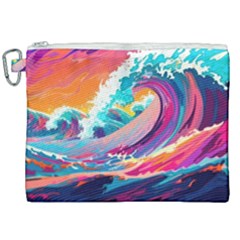 Tsunami Waves Ocean Sea Nautical Nature Water 2 Canvas Cosmetic Bag (xxl) by Jancukart