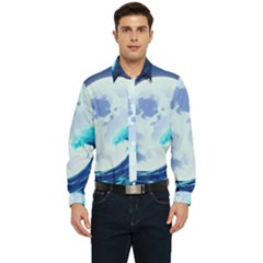 Waves Ocean Sea Tsunami Nautical 7 Men s Long Sleeve  Shirt by Jancukart