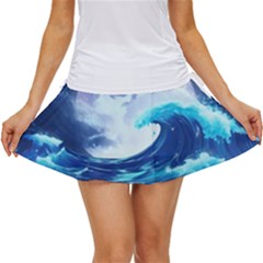 Waves Ocean Sea Tsunami Nautical 7 Women s Skort by Jancukart