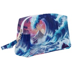 Storm Tsunami Waves Ocean Sea Nautical Nature Wristlet Pouch Bag (large) by Jancukart