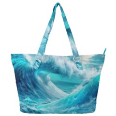 Tsunami Waves Ocean Sea Nautical Nature Water Tidal Full Print Shoulder Bag by Jancukart