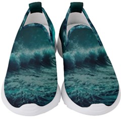 Waves Ocean Sea Tsunami Nautical 2 Kids  Slip On Sneakers by Jancukart