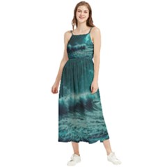 Waves Ocean Sea Tsunami Nautical 2 Boho Sleeveless Summer Dress by Jancukart